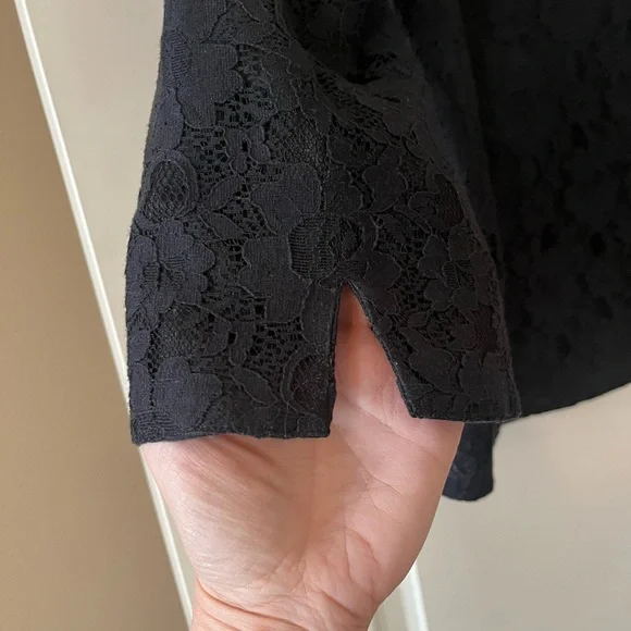 Talbots Black Lace Overlay Black Blazer Suit Jacket Women’s Size 14 - Picture 11 of 16